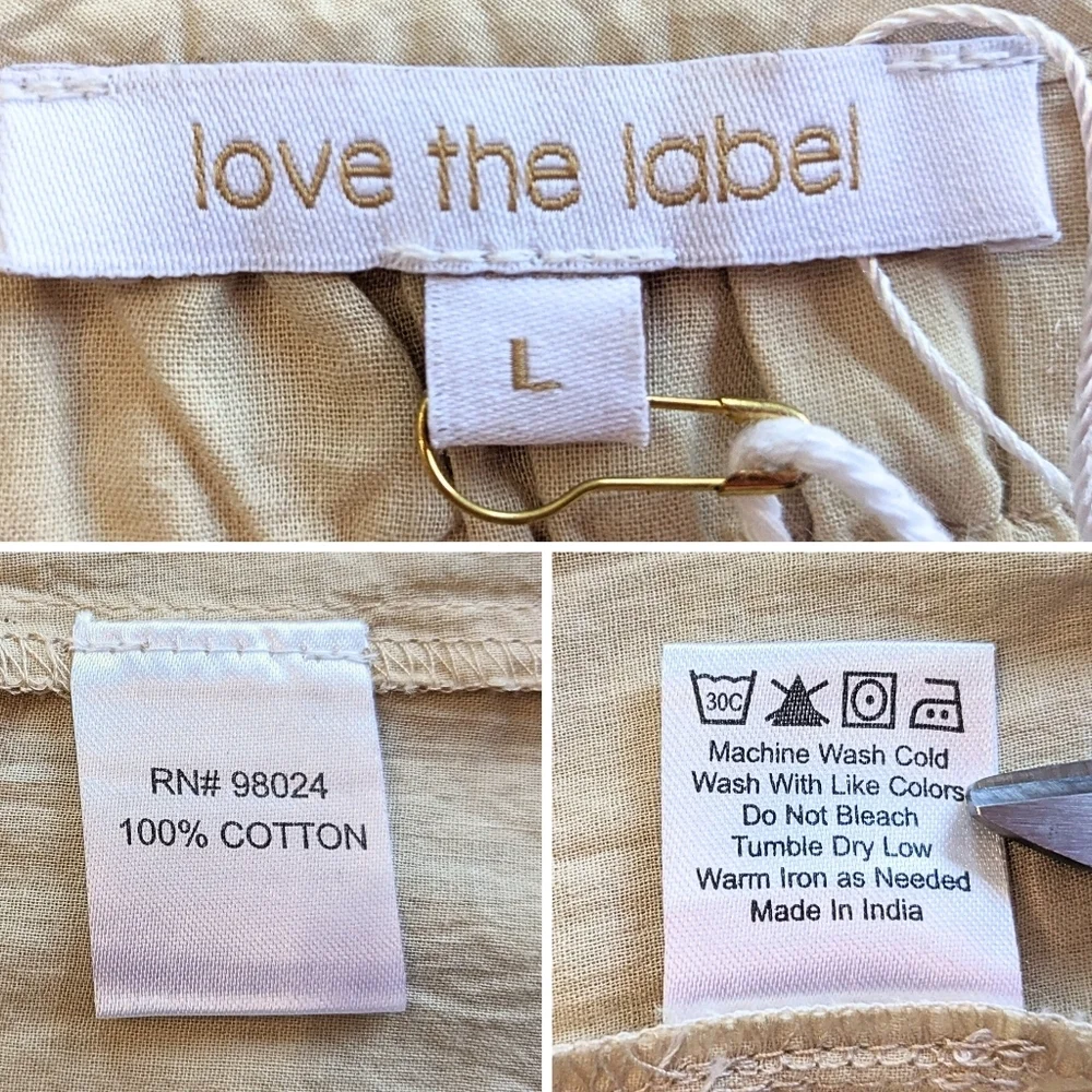 NWT LOVE THE LABEL Blake Ecru Cottagecore Smocked Puff Sleeve Maxi Dress Size L - Picture 4 of 9